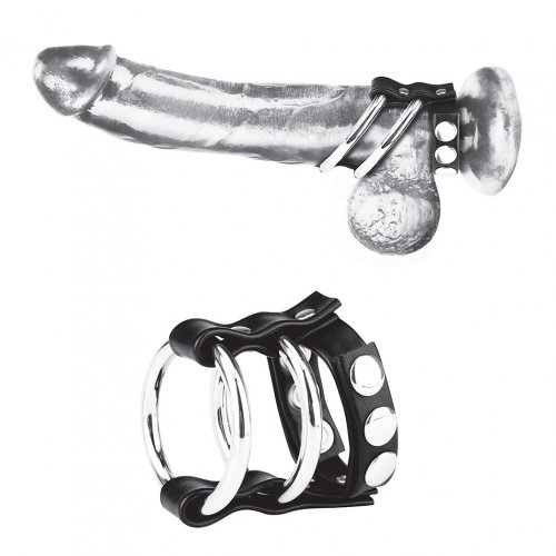 טבעת זקפה | Double Metal Cock Ring With Adjustable Snap Ball Strap | אהבה ותשוקה