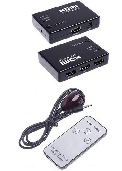 מפצל HDMI אוטומטי 3 כניסות עם שלט ועינית