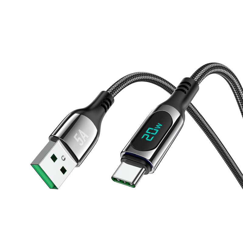 כבל טעינה וסינכרון עם תצוגה Hoco S51 Usb to Type-c 5A 12m | DORICOH