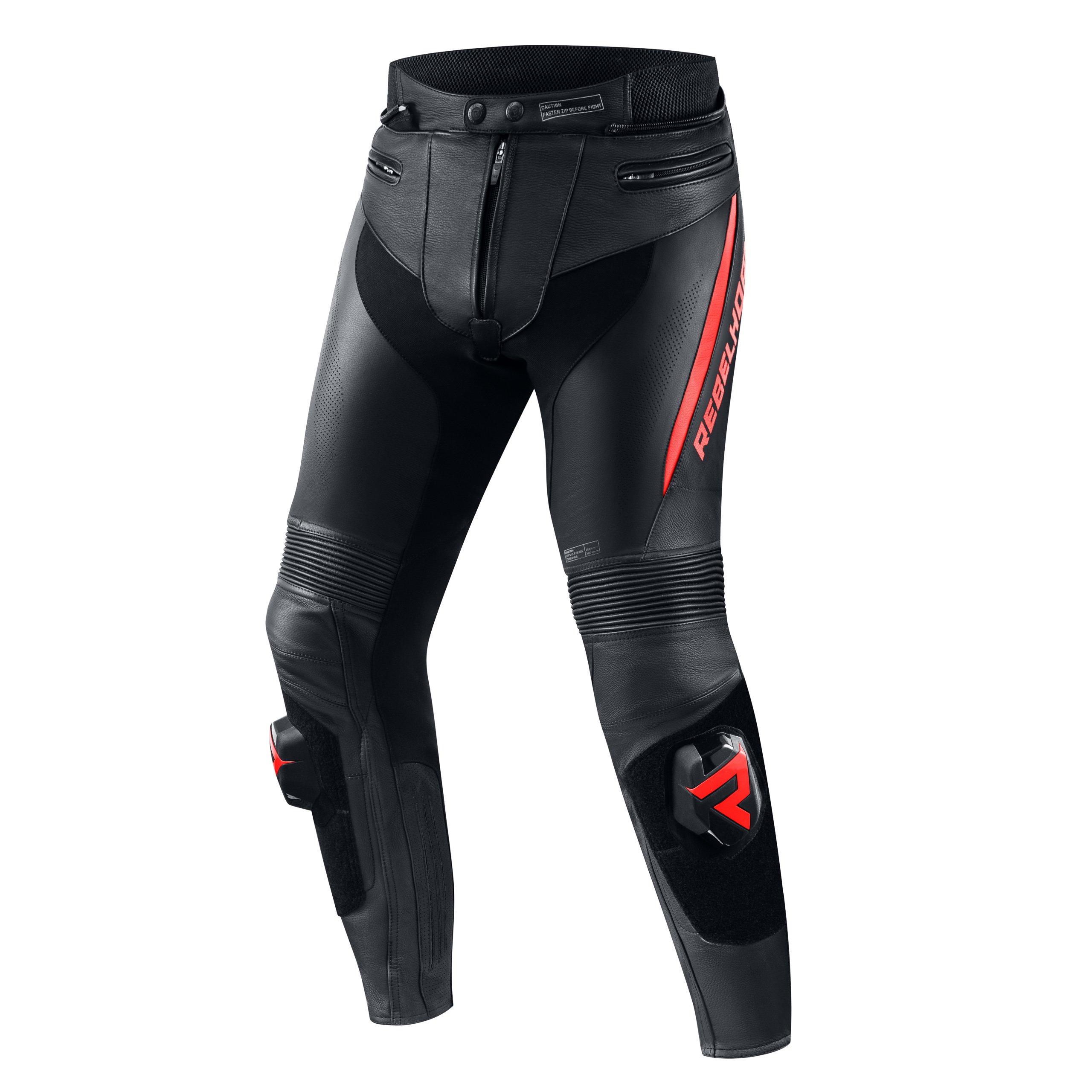 מכנס רכיבה מעור רבל הורן שחור  אדום - REBELHORN FIGHTER LEATHER PANTS