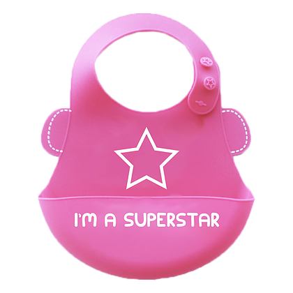 סינר סיליקון רך עם כיס - ורוד Im a Superstar