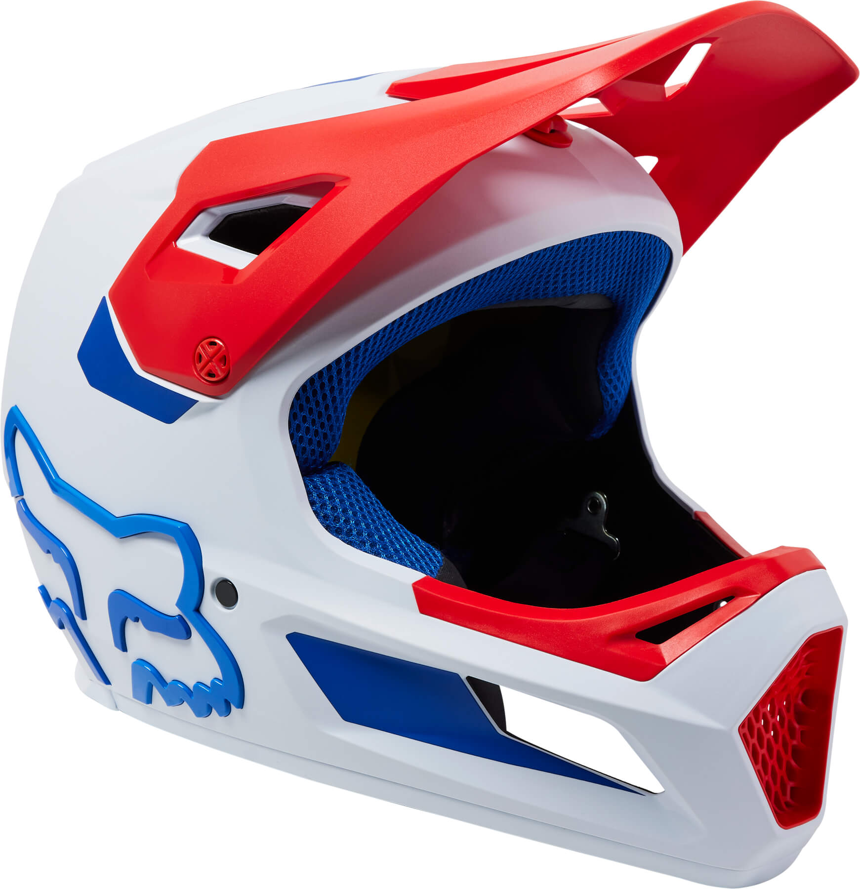 קסדת פול פייס לאופניים ראמפג לבן  אדום  כחול - RAMPAGE HELMET V23