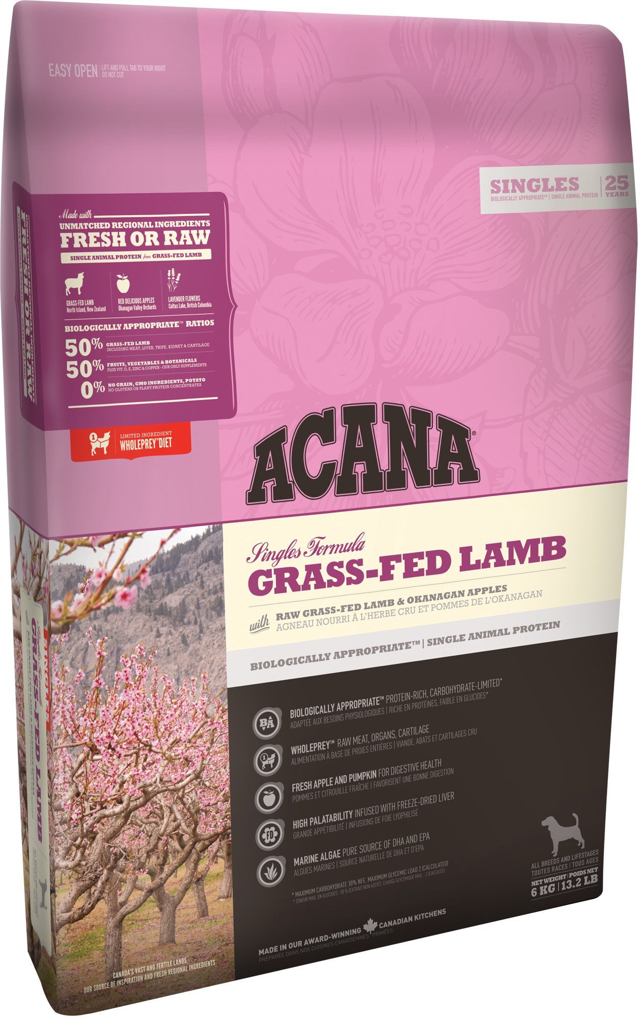 אקאנה מזון לכלב Acana Grass-fed Lamb על בסיס כבש 2 קג