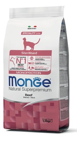 מונג מזון לחתול מסורס Monge Sterilised MonoproteinBeef על בסיס בקר